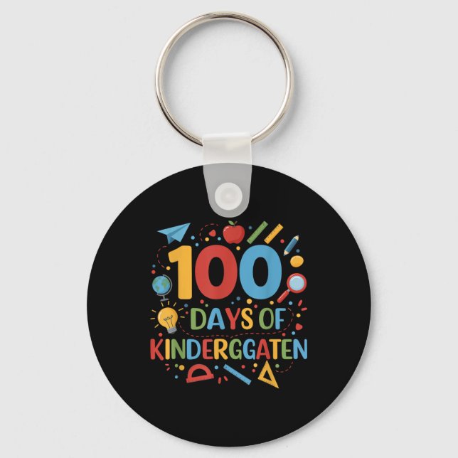100 Days Of Kindergarten School 100th Days Of Key Ring (Front)