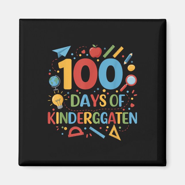 100 Days Of Kindergarten School 100th Days Of Magnet (Front)