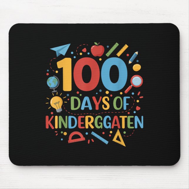 100 Days Of Kindergarten School 100th Days Of Mouse Mat (Front)