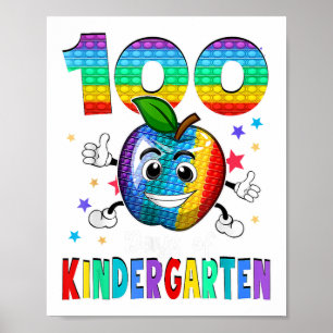 100 Days Of Kindergarten School Happy 100th Day Po Poster