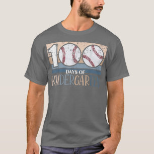 100 Days Of Kindergarten School Retro baseball Lov T-Shirt