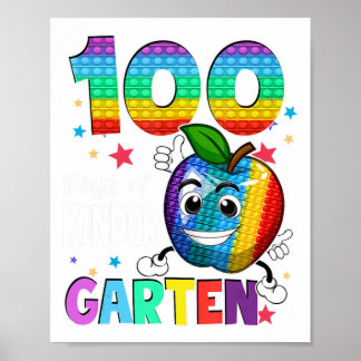 100 Days Of Kindergarten School Teacher 100th Day  Poster