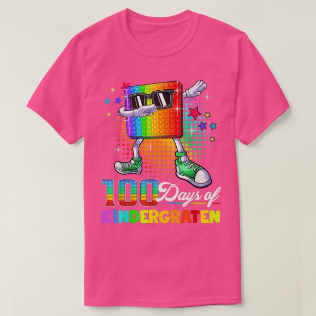 100 Days Of Kindergarten School Teacher Kids 100th T-Shirt (Design Front)