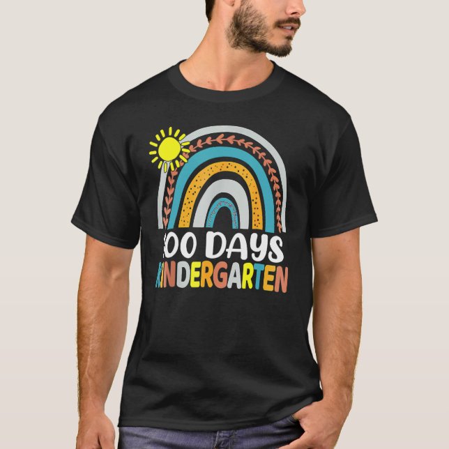 100 Days of Kindergarten School Teacher or Student T-Shirt (Front)