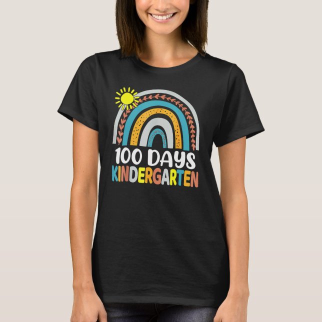 100 Days of Kindergarten School Teacher or Student T-Shirt (Front)