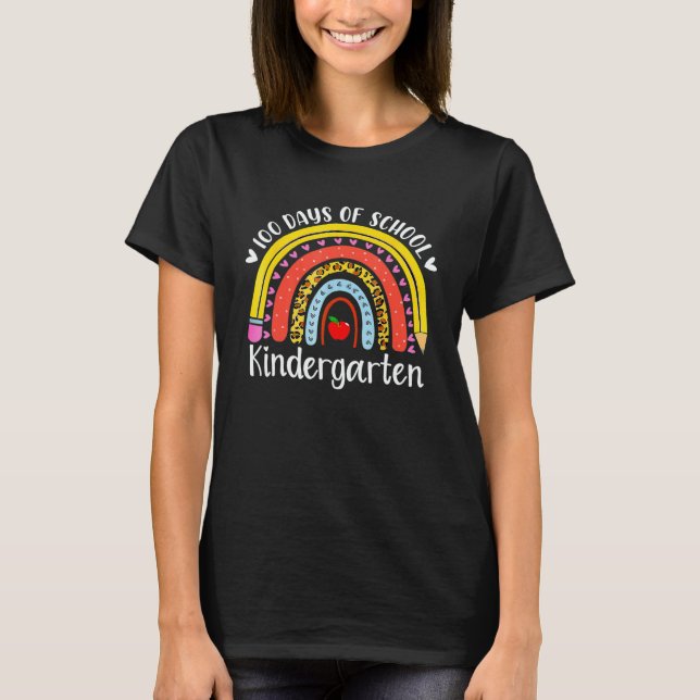 100 Days Of Kindergarten School Teacher Smarter Ra T-Shirt (Front)