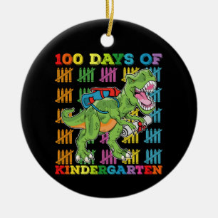 100 Days Of Kindergarten T Rex Dinosaur School Ceramic Tree Decoration