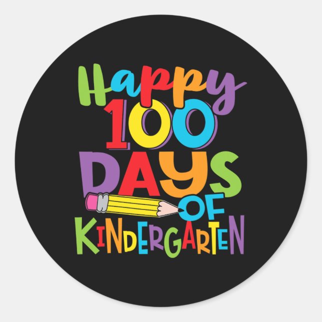 100 Days Of Kindergarten Teacher And Kids Colourfu Classic Round Sticker (Front)
