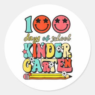 100 Days Of Kindergarten Teacher Kids 100th Day Of Classic Round Sticker