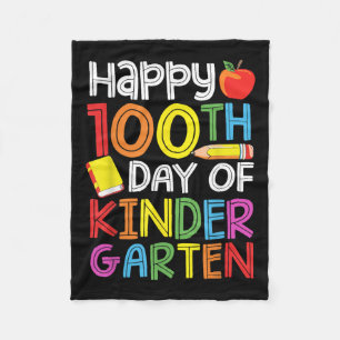 100 Days Of Kindergarten Teacher Kids 100th Days Fleece Blanket
