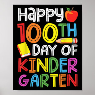 100 Days Of Kindergarten Teacher Kids 100th Days Poster