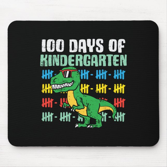 100 days of kindergarten trex dinosaur 100th day s mouse mat (Front)