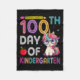 100 Days Of Kindergarten Unicorn 100th Day Of Fleece Blanket