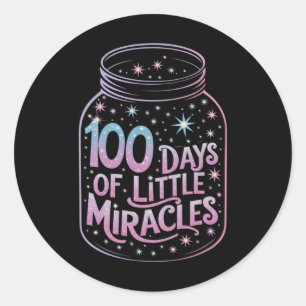 100 Days Of Little Miracles Magical Jar Gratitude Classic Round Sticker
