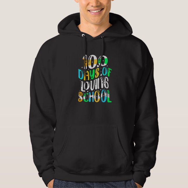 100 Days Of Loving School Groovy 100 Days Of Schoo Hoodie (Front)