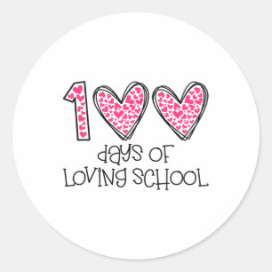 100 Days Of Loving School Heart 100th Day Of Schoo Classic Round Sticker