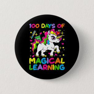 100 days of magical learning 100th day of school u 6 cm round badge
