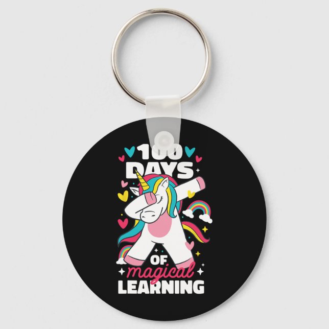 100 days of magical learning 100th day of school u key ring (Front)