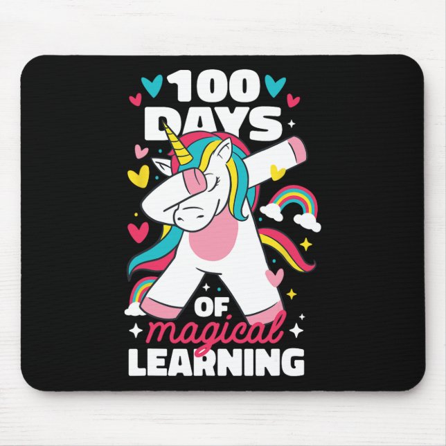 100 days of magical learning 100th day of school u mouse mat (Front)