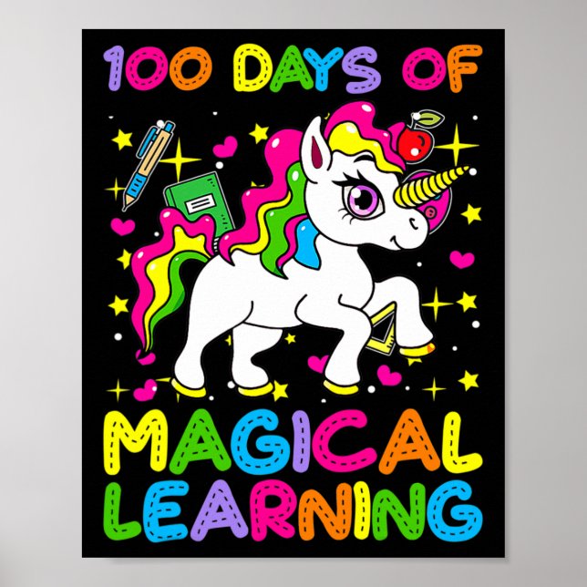 100 days of magical learning 100th day of school u poster (Front)