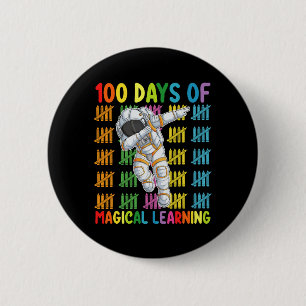 100 Days Of Magical Learning Astronaut School 6 Cm Round Badge