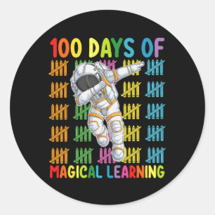 100 Days Of Magical Learning Astronaut School Classic Round Sticker