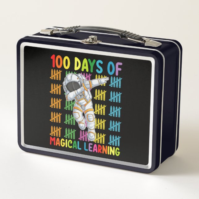 100 Days Of Magical Learning Astronaut School Metal Lunch Box (Front)