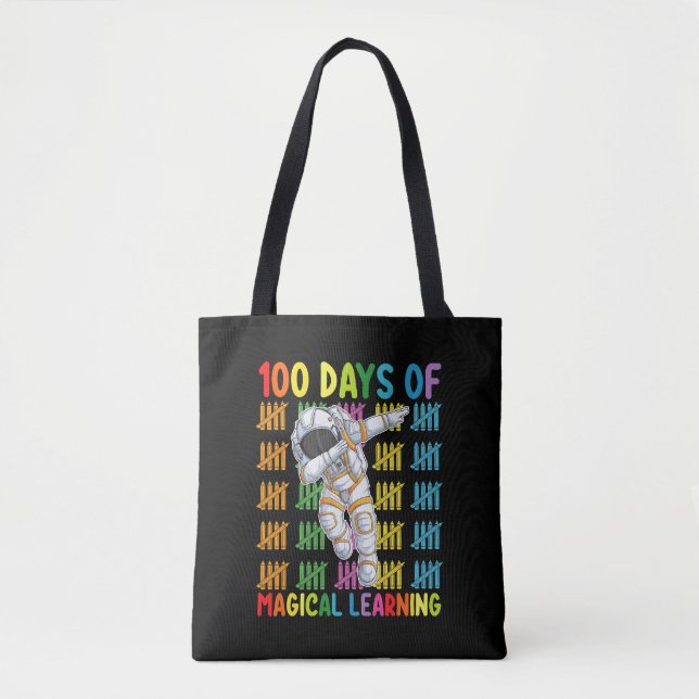 100 Days Of Magical Learning Astronaut School Tote Bag (Front)