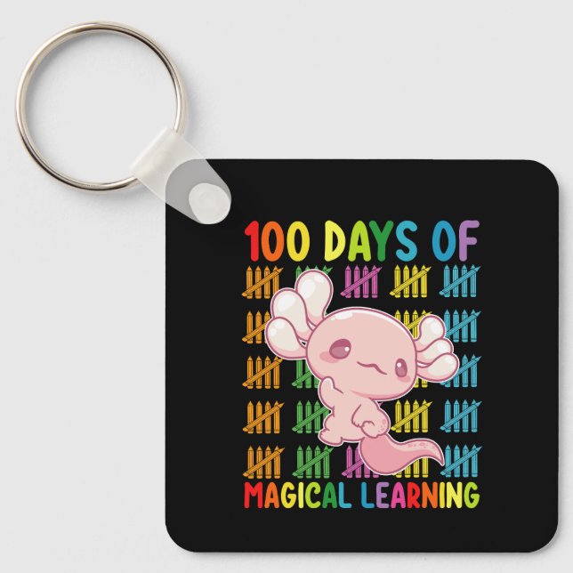 100 Days Of Magical Learning Axolotl School Key Ring (Front)