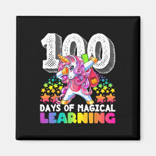 100 days of magical learning dabbing unicorn gift magnet