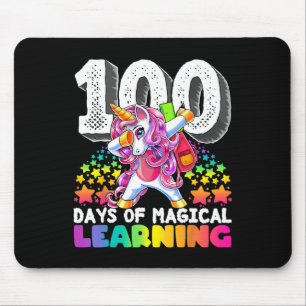 100 days of magical learning dabbing unicorn gift mouse mat