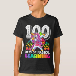 100 days of magical learning dabbing unicorn gift T-Shirt