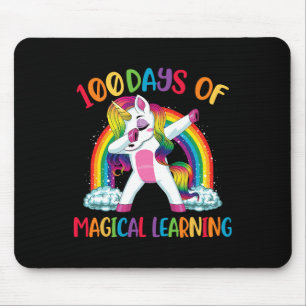 100 days of magical learning dabbing unicorn girls mouse mat