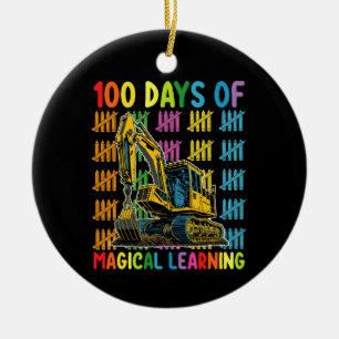 100 Days Of Magical Learning Excavator School Ceramic Tree Decoration