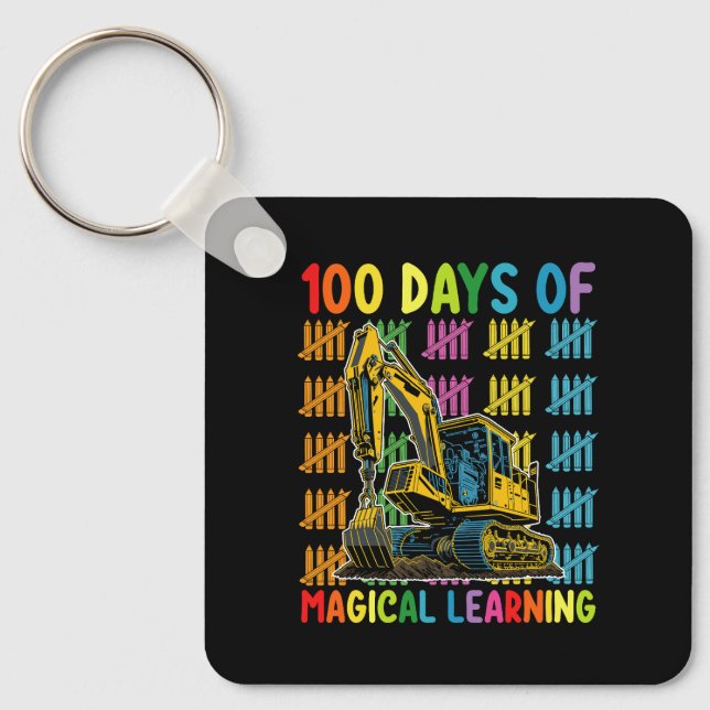 100 Days Of Magical Learning Excavator School Key Ring (Front)