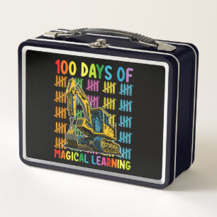 100 Days Of Magical Learning Excavator School Metal Lunch Box