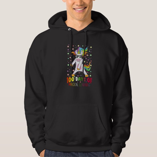 100 Days of Magical Learning Flossing Unicorn Teac Hoodie (Front)