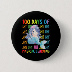 100 Days Of Magical Learning Mermaid School 6 Cm Round Badge