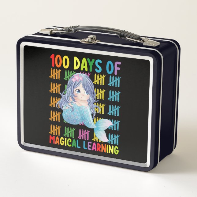 100 Days Of Magical Learning Mermaid School Metal Lunch Box (Front)