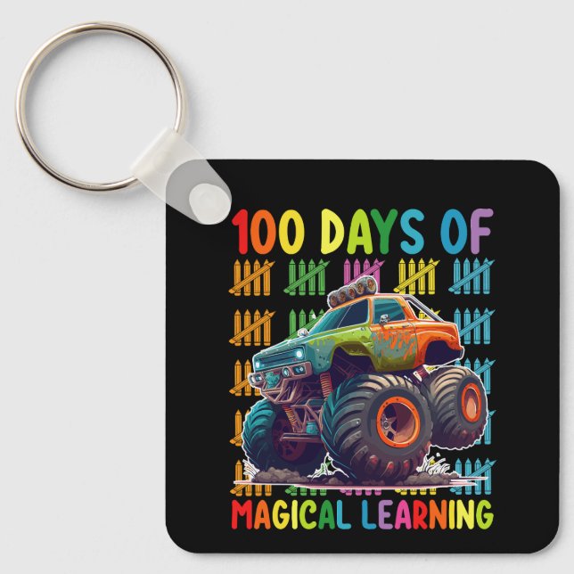 100 Days Of Magical Learning Monster Truck School Key Ring (Front)