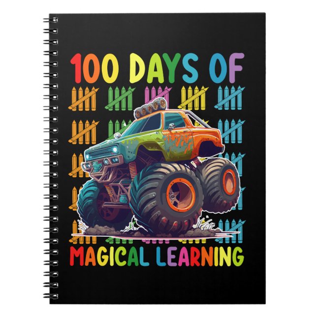 100 Days Of Magical Learning Monster Truck School Notebook (Front)