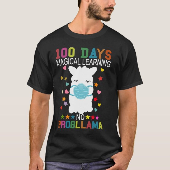 100 Days of Magical Learning No Probllama Llama Ma T-Shirt (Front)