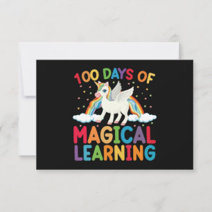 100 Days Of Magical Learning School Unicorn Girls Card