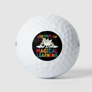 100 Days Of Magical Learning School Unicorn Girls Golf Balls