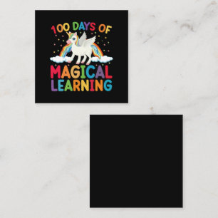 100 Days Of Magical Learning School Unicorn Girls Square Business Card