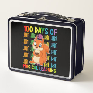 100 Days Of Magical Learning Squirrel School Metal Lunch Box