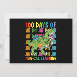 100 Days Of Magical Learning T Rex Dinosaur School Invitation