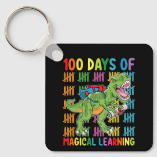 100 Days Of Magical Learning T Rex Dinosaur School Key Ring