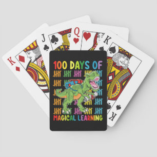 100 Days Of Magical Learning T Rex Dinosaur School Playing Cards