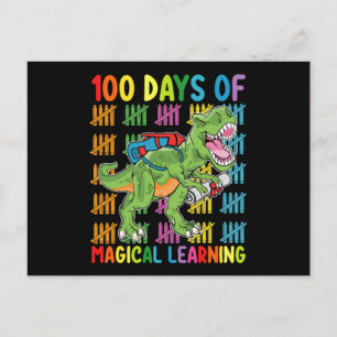 100 Days Of Magical Learning T Rex Dinosaur School Postcard